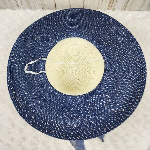 Navy Blue Wide Brim Floppy Sun Hat One Size - Picture 7 of 9